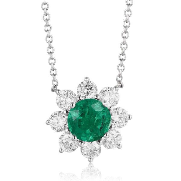 PT950 Cultivated Diamond Cultivated Emerald necklace A (JSEGR232A Platinum)