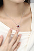 S925 Silver-Cultured Red Gem Necklace A (JN110Y)