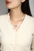 S925 Silver Cultivated Emerald Necklace W (JSEGN047Y)