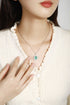S925 Silver Cultivated Emerald Necklace W (JSEGN047Y)