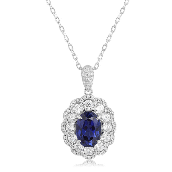 Silver Silver Cultivated Sapphire Necklace A (JSABN047Y)