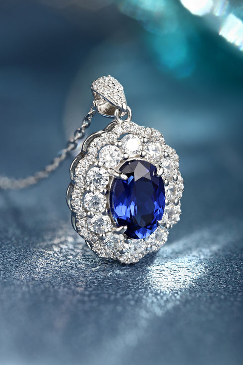 Silver Silver Cultivated Sapphire Necklace A (JSABN047Y)