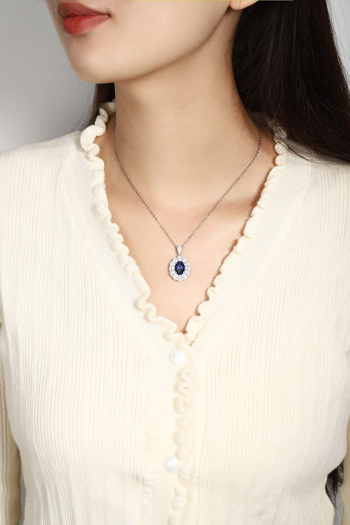 Silver Silver Cultivated Sapphire Necklace A (JSABN047Y)