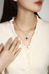Silver Silver Cultivated Sapphire Necklace A (JSABN047Y)