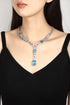 S925 Silver Sea Blue Imitation Diamond Necklace A (PN2156Y)