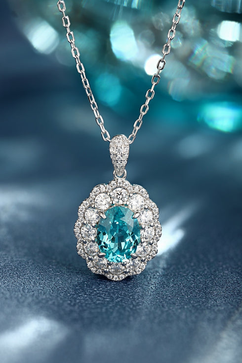 S925 Silver-Cultivated Paraiba Necklace W (JN047Y)