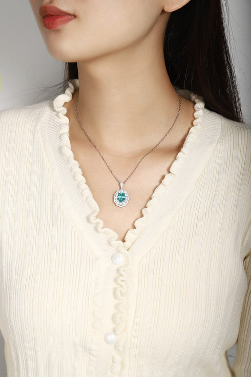 S925 Silver-Cultivated Paraiba Necklace W (JN047Y)