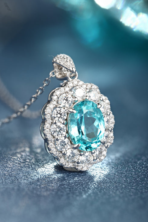 S925 Silver-Cultivated Paraiba Necklace W (JN047Y)