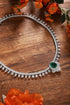 S925 Silver Cultivated Emerald Necklace A (JSEGN2163Y)