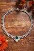 S925 Silver Cultivated Emerald Necklace A (JSEGN2163Y)