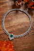 S925 Silver Cultivated Emerald Necklace A (JSEGN2163Y)
