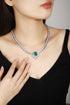 S925 Silver Cultivated Emerald Necklace A (JSEGN2163Y)
