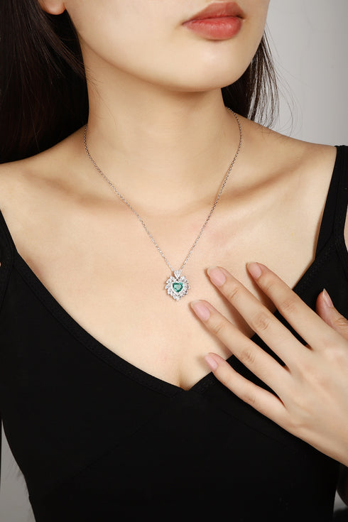 S925 SIlver Cultivated Emerald Necklace A (JSEGN019Y)