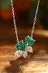 S925 Silver Cultivated Emerald Necklace A (JSEGN016Y)