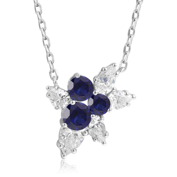 S925 Silver-Cultivated Sapphire Necklace A (JSABN052Y)