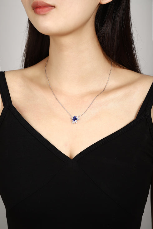 S925 Silver-Cultivated Sapphire Necklace A (JSABN052Y)