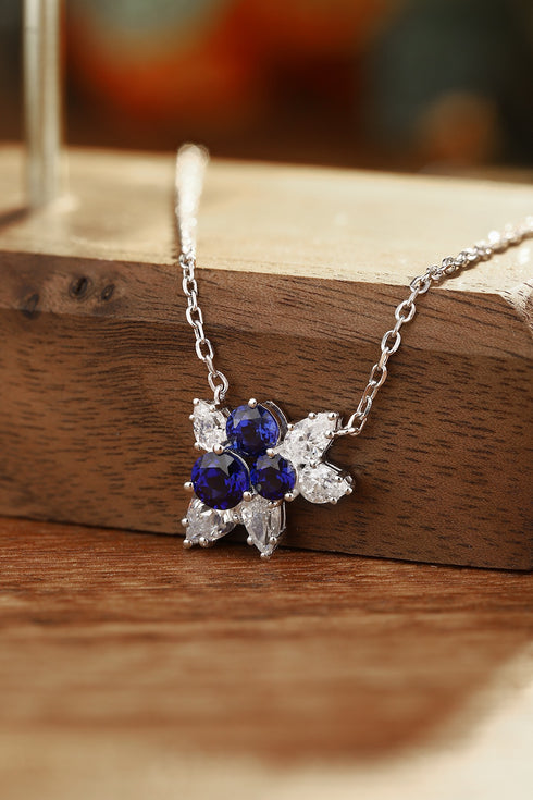 S925 Silver-Cultivated Sapphire Necklace A (JSABN052Y)