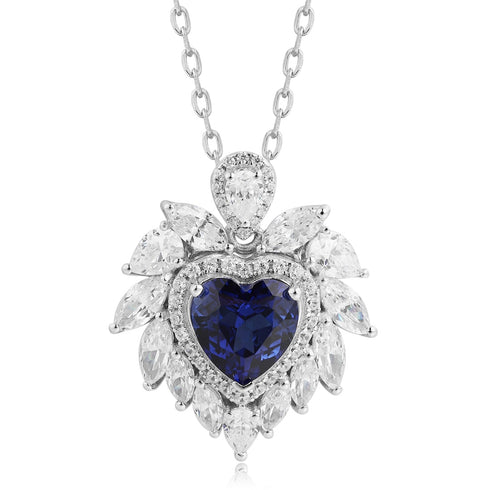 S925 Silver Cultivated Sapphire Necklace A (JSABN019Y)