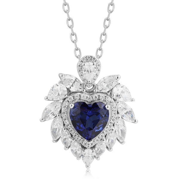 S925 Silver Cultivated Sapphire Necklace A (JSABN019Y)