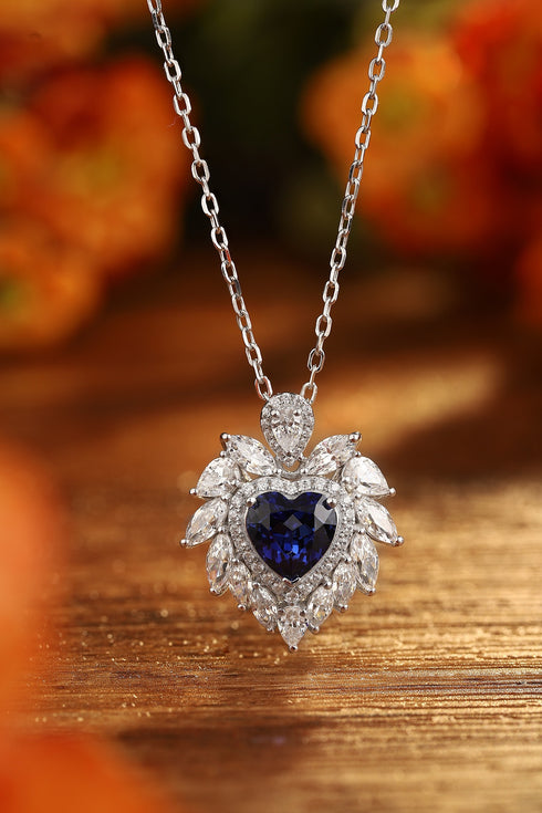 S925 Silver Cultivated Sapphire Necklace A (JSABN019Y)