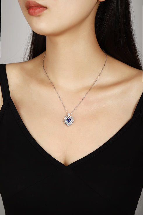 S925 Silver Cultivated Sapphire Necklace A (JSABN019Y)