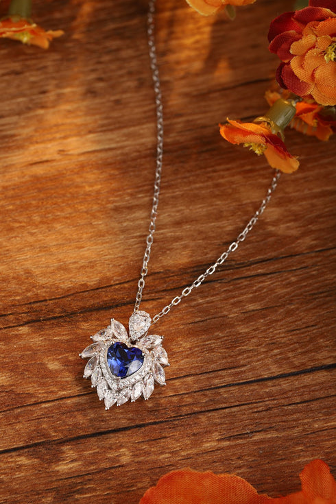 S925 Silver Cultivated Sapphire Necklace A (JSABN019Y)