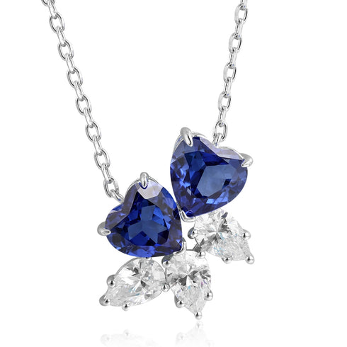S925 Silver Cultivated Sapphire Necklace A (JSABN016Y)