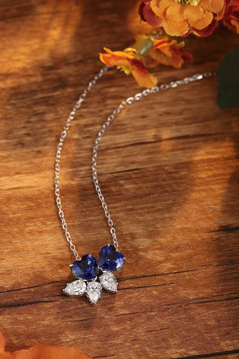 S925 Silver Cultivated Sapphire Necklace A (JSABN016Y)