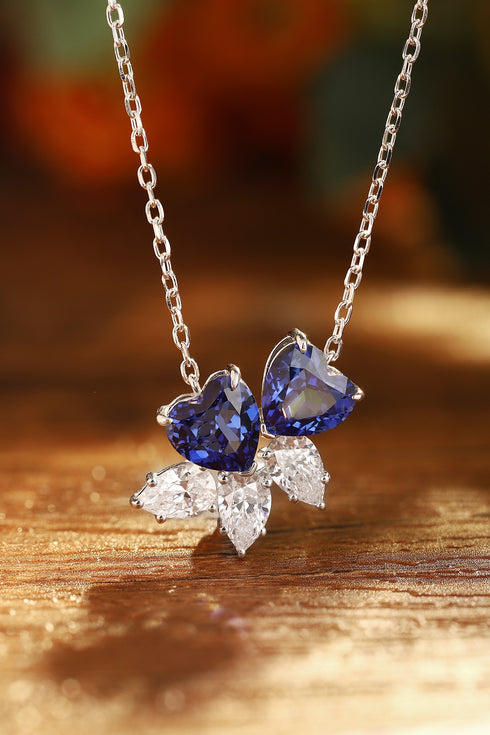 S925 Silver Cultivated Sapphire Necklace A (JSABN016Y)