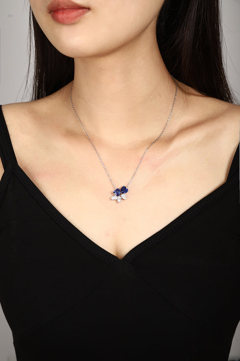 S925 Silver Cultivated Sapphire Necklace A (JSABN016Y)