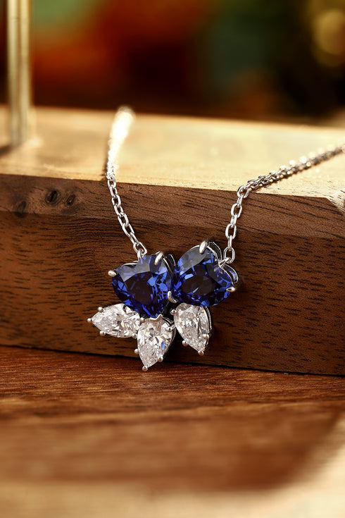S925 Silver Cultivated Sapphire Necklace A (JSABN016Y)