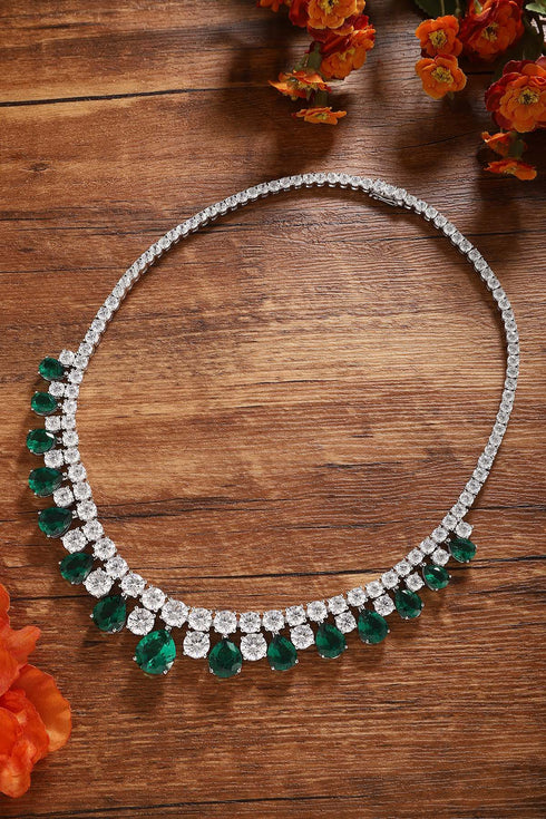 S925 Silver-Green Nano Necklace A (JN2150Y)