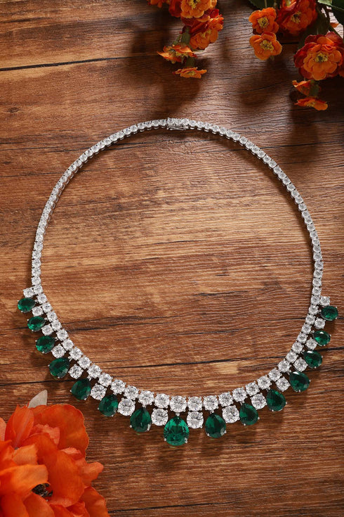S925 Silver-Green Nano Necklace A (JN2150Y)