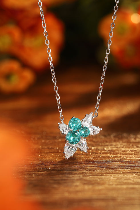 S925 silver cultivated Paraiba Necklace A (JN052Y)