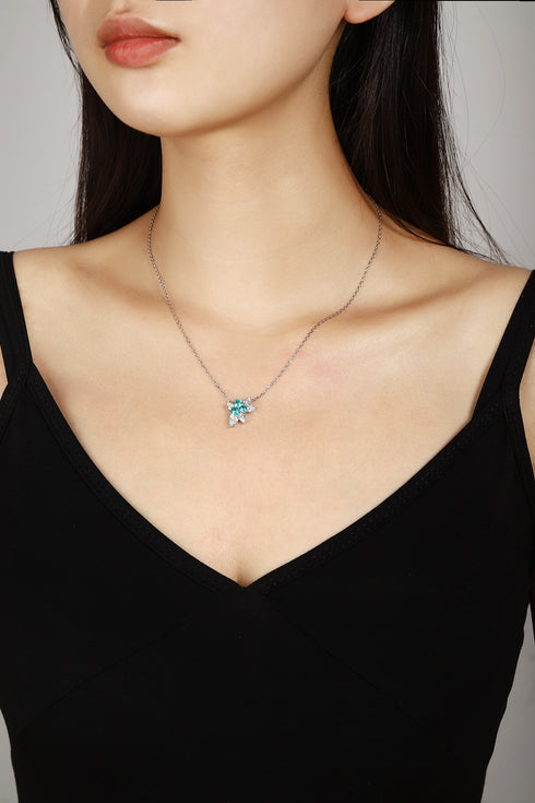 S925 silver cultivated Paraiba Necklace A (JN052Y)