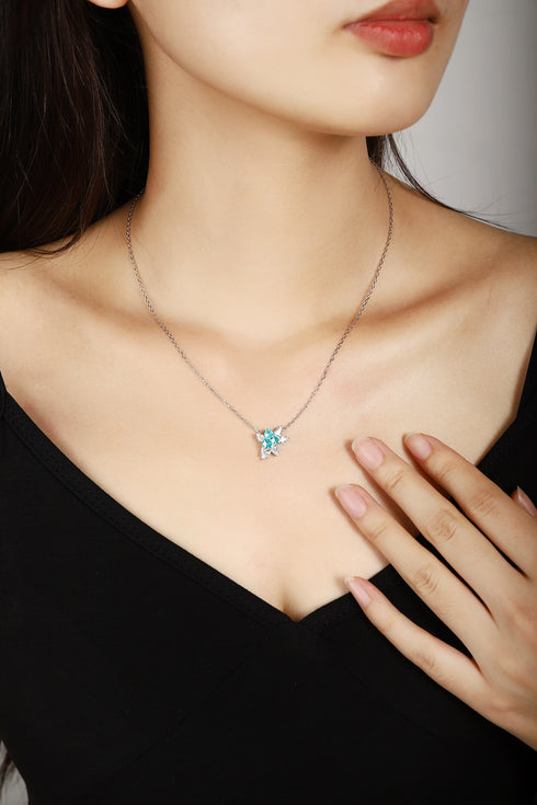 S925 silver cultivated Paraiba Necklace A (JN052Y)