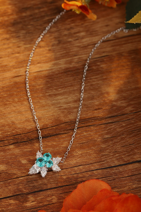 S925 silver cultivated Paraiba Necklace A (JN052Y)