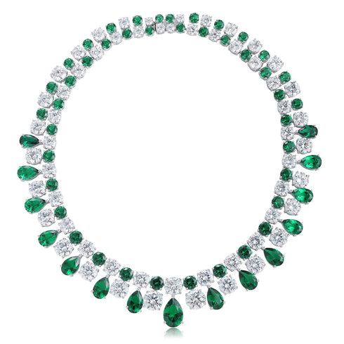 S925 Silver-Green Nano Necklace A (JSEGN2148Y)