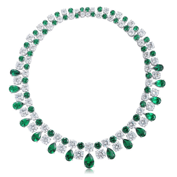 S925 Silver-Green Nano Necklace A (JSEGN2148Y)