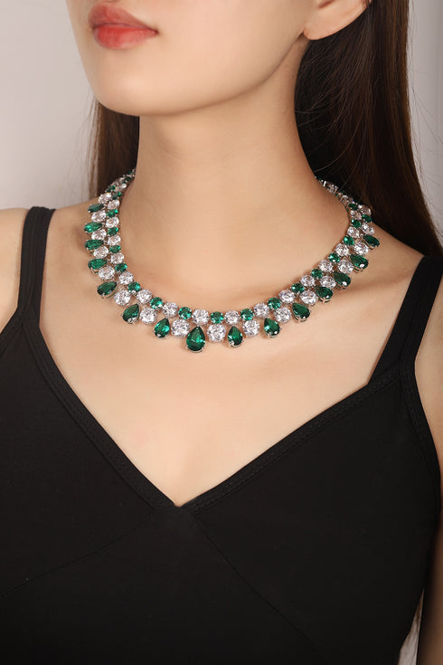 S925 Silver-Green Nano Necklace A (JSEGN2148Y)