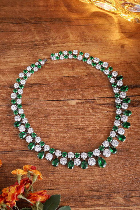 S925 Silver-Green Nano Necklace A (JSEGN2148Y)