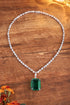 S925 Silver Cultivated Emerald Necklace A (JSEGN2093Y)