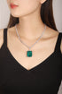 S925 Silver Cultivated Emerald Necklace A (JSEGN2093Y)