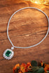S925 Silver Cultivated Emerald Necklace W (JSEGN2092Y)