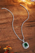S925 Silver Cultivated Emerald Necklace W (JSEGN2092Y)