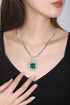 S925 Silver Cultivated Emerald Necklace W (JSEGN2092Y)