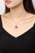 S925 Silver Natural Garnet Ring Necklace W (JN035)