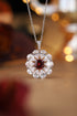 S925 Silver Natural Garnet Ring Necklace W (JN035)