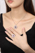 S925 Silver Natural Garnet Ring Necklace W (JN035)