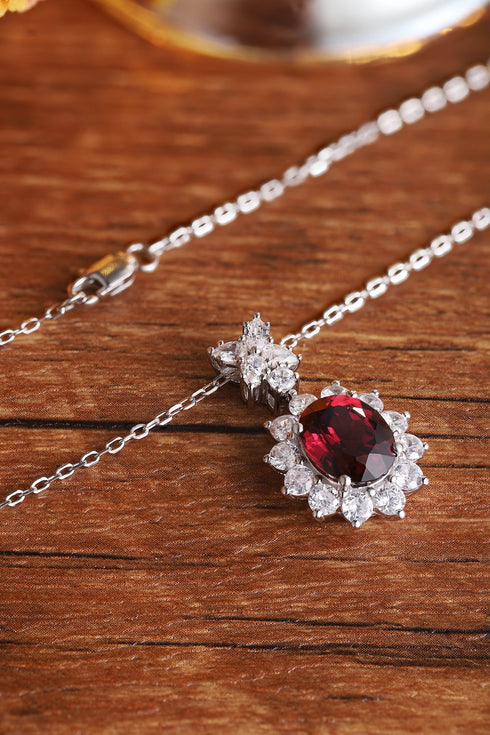 S925 Silver Natural Garnet Necklace A (JN309Y)